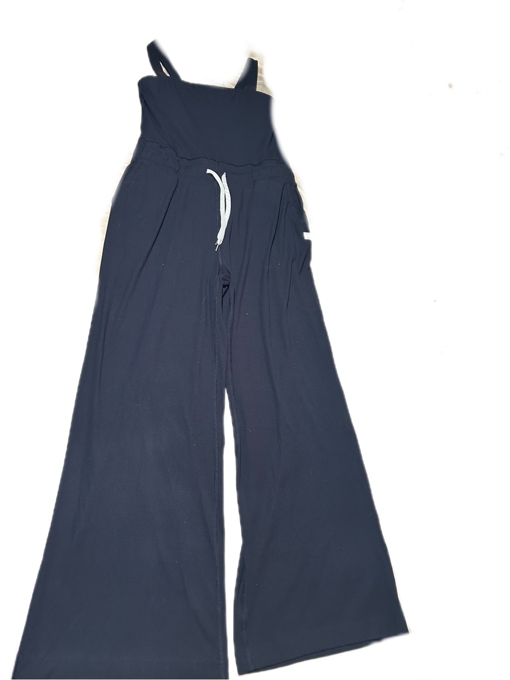 Vuori Black Wide-Leg Jumpsuit with White Drawstring